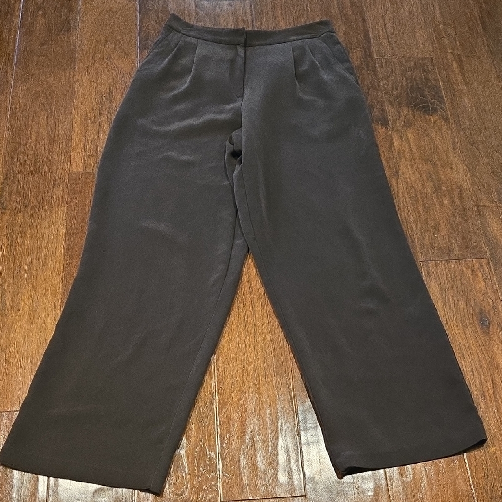 Josephine Chaus Brown 100% Silk Pants Size 10